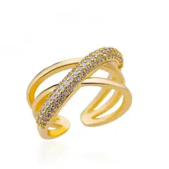 GENERICO - Anillo sortija ajustable para mujer de acero inoxidable doble joyeria fina