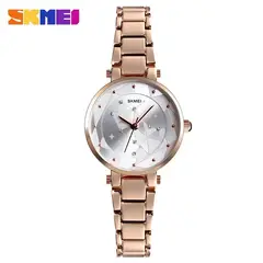 SKMEI - RELOJ 1411 ORO ROSA CONSTELACION CORREA ACERO PARA MUJER_.