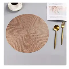 GENERICO - Individuales circulares dorados elegantes pvc 6 unidades