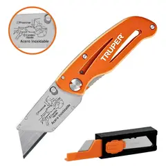 TRUPER - Navaja abatible profesional cuerpo acero inox y aluminio Expert