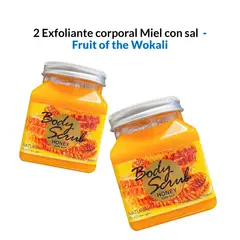 GENERICO - 2 Exfoliante corporal Miel con sal 500ml - Fruit of the Wokali