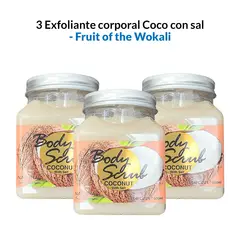 GENERICO - 3 Exfoliante corporal Coco con sal 500ml - Fruit of the Wokali