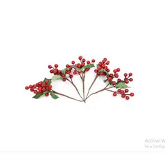 GENERICO - NAVIDAD - Pines navideños decorativos -set de 06pzs cerezas con hojas