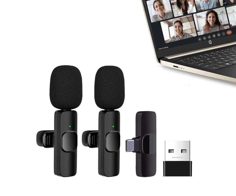 Micrófonos Inalámbricos Solaperos 2 en 1 K9 Tipo C y Adaptador USB