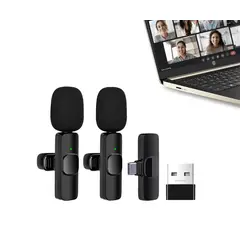 OEM - Micrófonos Inalámbricos Solaperos 2 en 1 K9 Tipo C y Adaptador USB