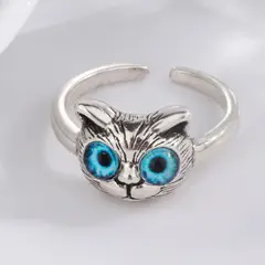 GENERICO - Anillo Ajustable de Gato Bohemio ojos azules para mujer