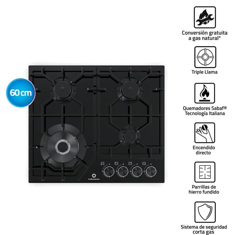 COCINA EMPOTRABLE 4 QUEMADORES EGASI-604CGNE