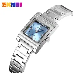 SKMEI - RELOJ 1388 PLATEADO AZUL CORREA ACERO PARA MUJER