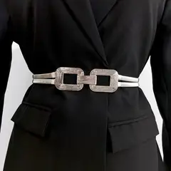 KAST PE - Cinturon de diseñador correa elastico Modelo Celile - PLATEADO