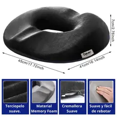 DAUER - Cojin Dona Anatomico Viscogel+ Bambu Refrescante Hemorroides Prostata