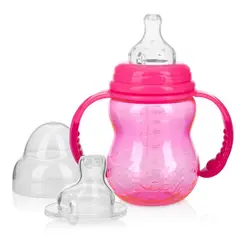 NUBY - Biberón De Tritan 3 Etapas 8onz/240ml Rosado
