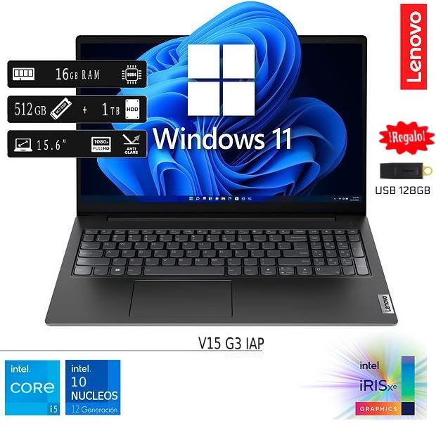Laptop Nueva V15 G3 IAP Core I5 12va Gen 16GB RAM 512GB SSD 1TB HDD EXTERNO + USB 128GB