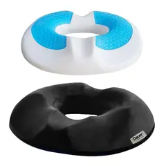DAUER - Cojin Ortopedico Asiento tipo Dona Anatomico con Gel + Bambu NEGRO