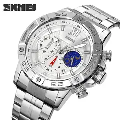 SKMEI - Reloj 9235 MOON PHASE Plateado Cronómetro