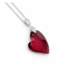 FERNANDA ROMERO JOYAS Y ACCESORIOS - Collar "Devoted 2 You" Hermoso Corazón Lila Oscuro de Cristal y Plata