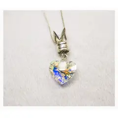 FERNANDA ROMERO JOYAS Y ACCESORIOS - Collar Amor Verdadero Corazón color Aurora Boreal de Cristal y Plata