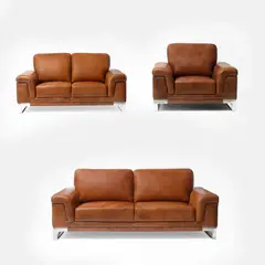 GIORDANO - Juego De Sala 3 2 1 Wilfredo - Cuero Nacional - Apache Claro