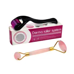 GENERICO - Derma Roller y Rodillo Facial de Cuarzo Rosa