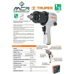 TRUPER - Llave de impacto neumática media pulgada industrial