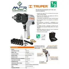 TRUPER - Kit llave de impacto neumático 12Pulgadas10 DADOS MALETA18281