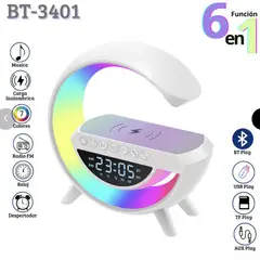 GENERICO - Parlante Bluetooth Reloj Despertador Radio FM G 6 en 1 USB BT-3401