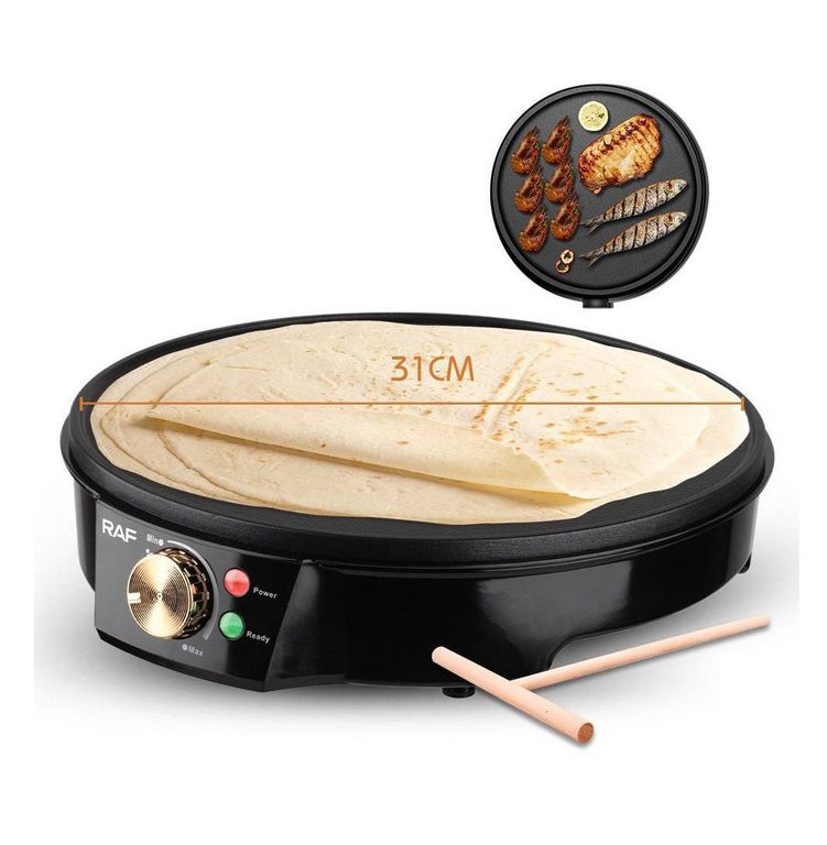 Plancha Eléctrica Antiadherente para hacer Crepes de 30cm