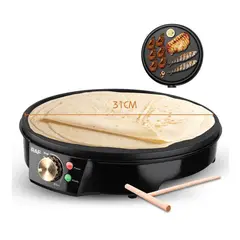 GENERICO - Plancha Eléctrica Antiadherente para hacer Crepes de 30cm