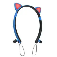 SEISA - Audífono gatita bluetooth color celeste ZW-29 Élegans