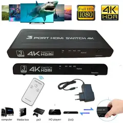 GENERICO - Hdmi Switch 3 x 1 4k ULTRA HD con control remoto multiplica hdmi 3 x 1