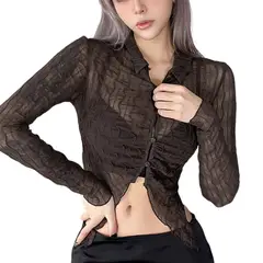 DENISASAA - Camisa Moda Sexy SeÃ±oras Perspectiva Cardigan Mariposa Cola