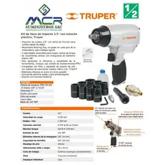 TRUPER - Kit Llave de impacto neumática 1/2" (media pulgada) 19372
