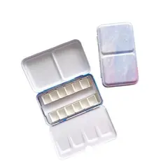 GENERICO - Estuche vacío para acuarelas (metal) - pequeño + 12 godets - Lila celeste