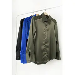 GENERICO - Blusa Seda Crepe Casual Esther Color Azul Estacion 108