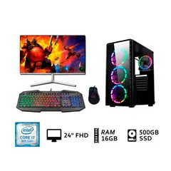 GENERICO - Computadora PC Core i7-8TH RAM 16GB DISCO SSD 500GB MONITOR 24 FHD