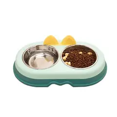 GENERICO - Comedero para mascota Plato doble para gato Acero Inoxidable