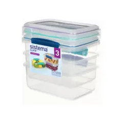 SISTEMA - Set Hermeticos 1L Rectangular 3 Pack