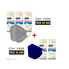 GENERICO - MASCARILLA KN95 FISH SHAPE - 100 unidades de colores/ PACK DE 5 CAJAS