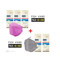 GENERICO - MASCARILLA KN95 FISH SHAPE - 100 unidades de colores/ PACK DE 5 CAJAS