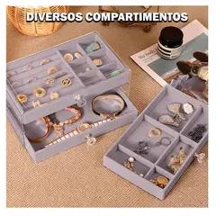 GENERICO - Organizador Acrílico para Joyas, Transparente con 3 Cajones Gris