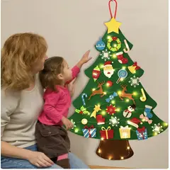 GENERICO - ARBOL NAVIDEÑO DE PARED CON FIGURAS Y LUCES PLEGABLE