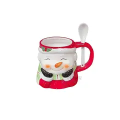 GENERICO - Taza con Asa y Cuchara de Diseño Navideño de Muñeco de Nieve