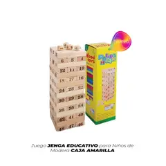 WOODTOYS - Juego Jenga Educativo Para Niños De Madera Caja Amarilla
