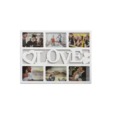 GENERICO - Portafotos cuadro love para 6 fotos - blanco