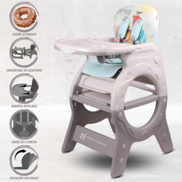 Silla de Comer Escritorio 3 en 1 «DONUTS» Gray