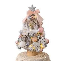 VATYERTY - Mini Árbol de Navidad Decorado con Luces rosa
