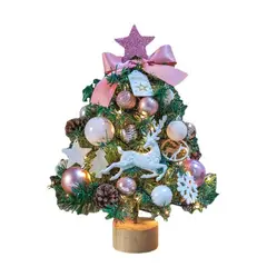 VATYERTY - Mini juego de árbol de Navidad brillante de escritorio rosado 45cm