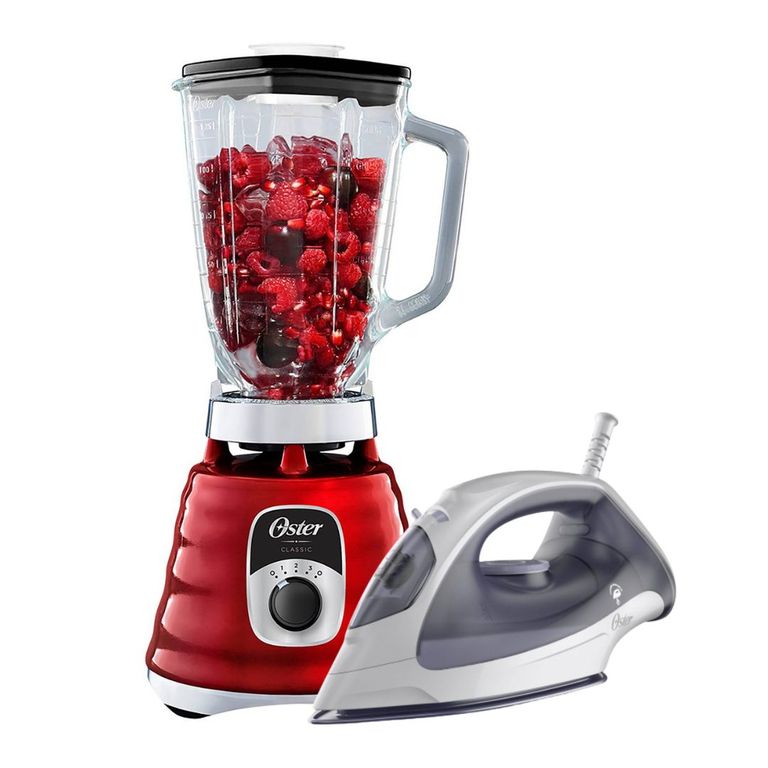 COMBO Licuadora Clásica 700W Roja  Plancha A Vapor