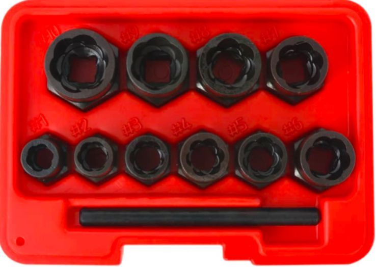 JUEGO EXTRACTOR DE PERNOS Y TUERCAS DAÑADAS 11PCS WORKTOOLS