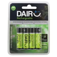 GENERICO - 2 Pares Pack de Pilas Recargables AA 1.2V Dairu