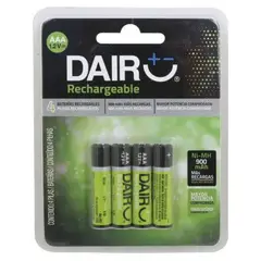 GENERICO - 2 Pares Pack de Pilas Recargables AAA 1.2V Dairu